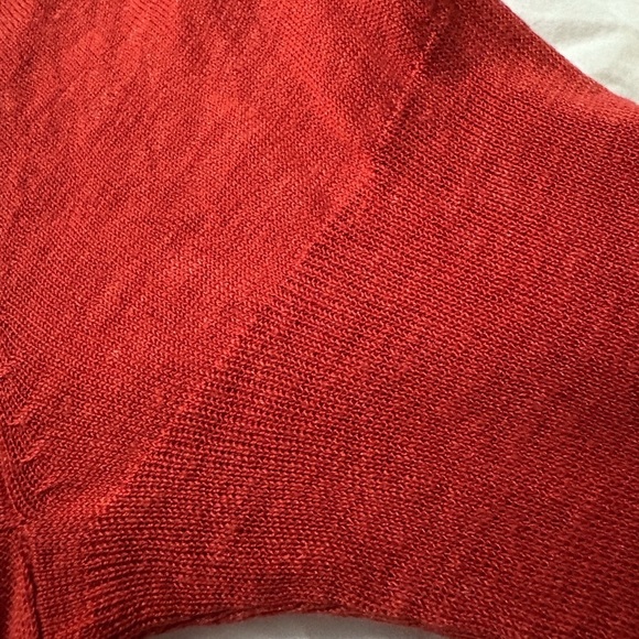 Eileen Fisher Burnt Orange Cowl Neck Silk/Linen Lightweight Knit Top. Size L - Picture 7 of 10